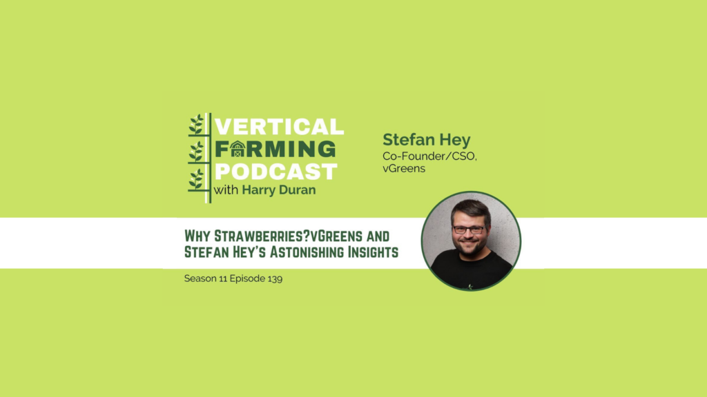 Illustration of the podcast episode by Dr. Stefan Hey on the Vertical Farming Podcast with Harry Duran.